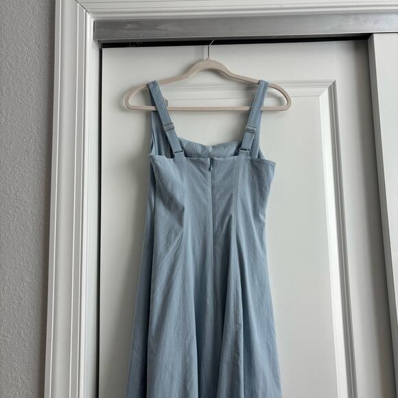 Abercrombie & Fitch A&F Mila Midi Dress A Line Sz Small Lilac Blue Square Neck - Picture 4 of 15